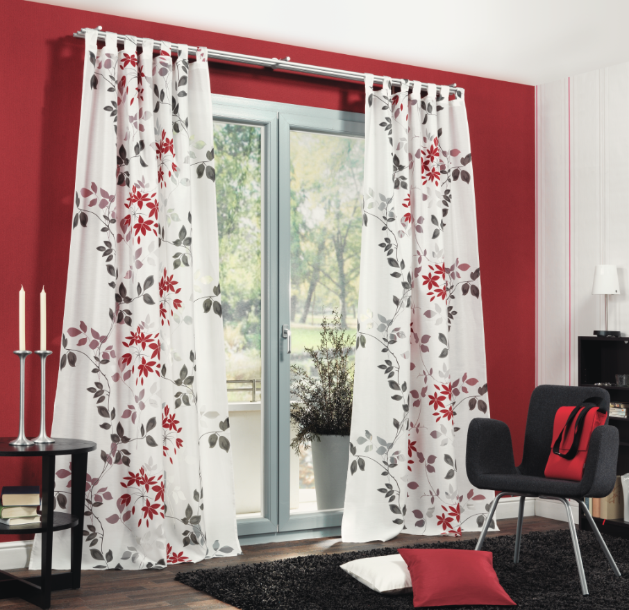 Schlaufenschal Dekoschal Fertiggardine 140x245cm rot